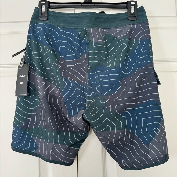 RVCA Men's Swim/ Surf Board Shorts - Teal and Dark Gray Sz 28 - Picture 2 of 3